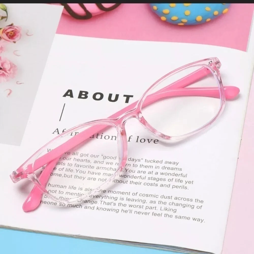 Kids anti blue light‎ glasses pink frames